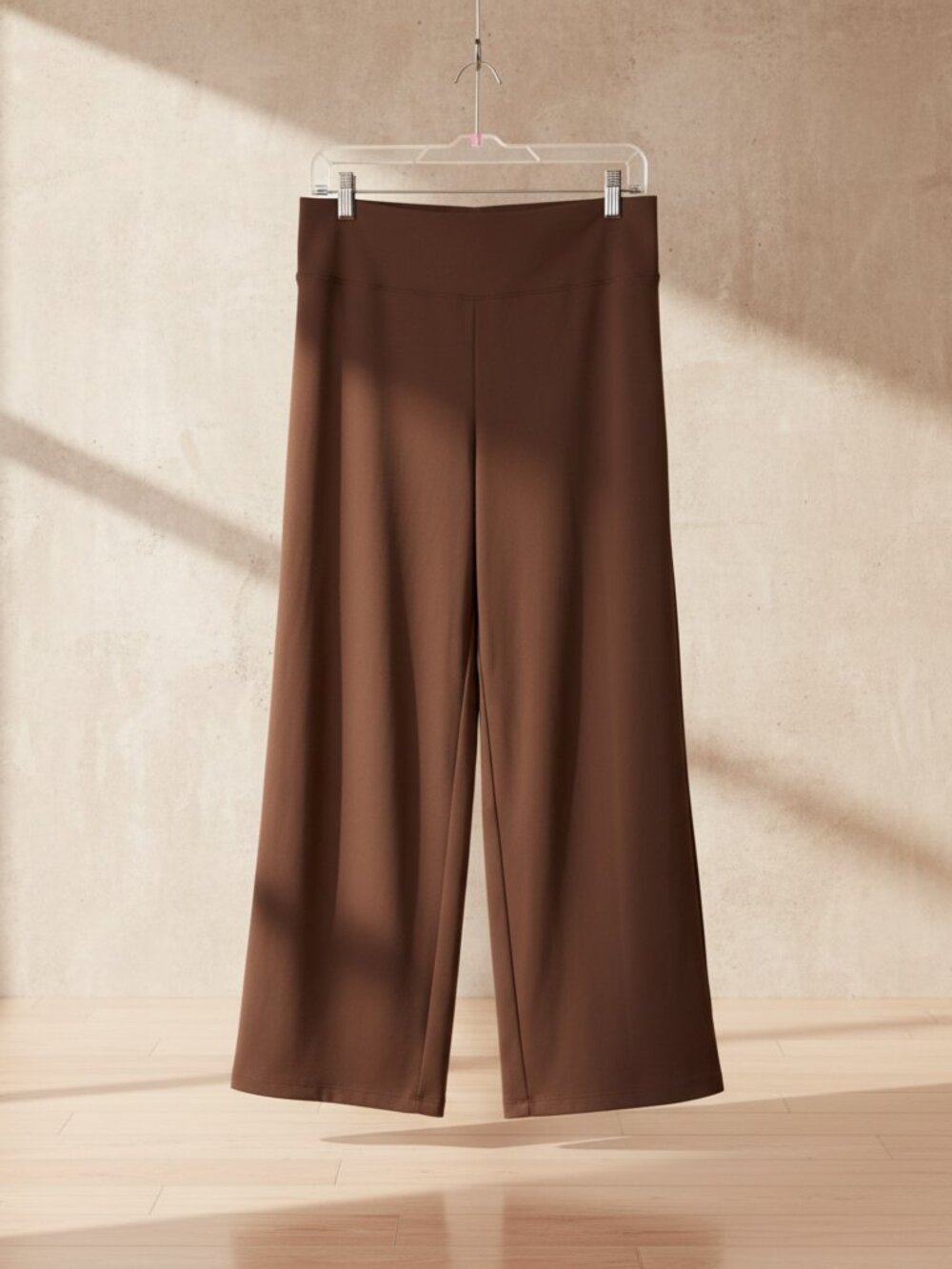 HALARA Stretch High Waisted Tummy Control Wide Leg with Pock - Large - Brown